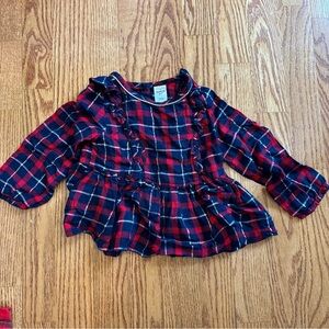 Osh Kosh 24 months long sleeve top plaid Christmas toddler girl